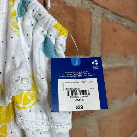 Summer Light Lemon yellow Arizona Bubble crop tie top tank juniors Small NWT - Picture 3 of 5